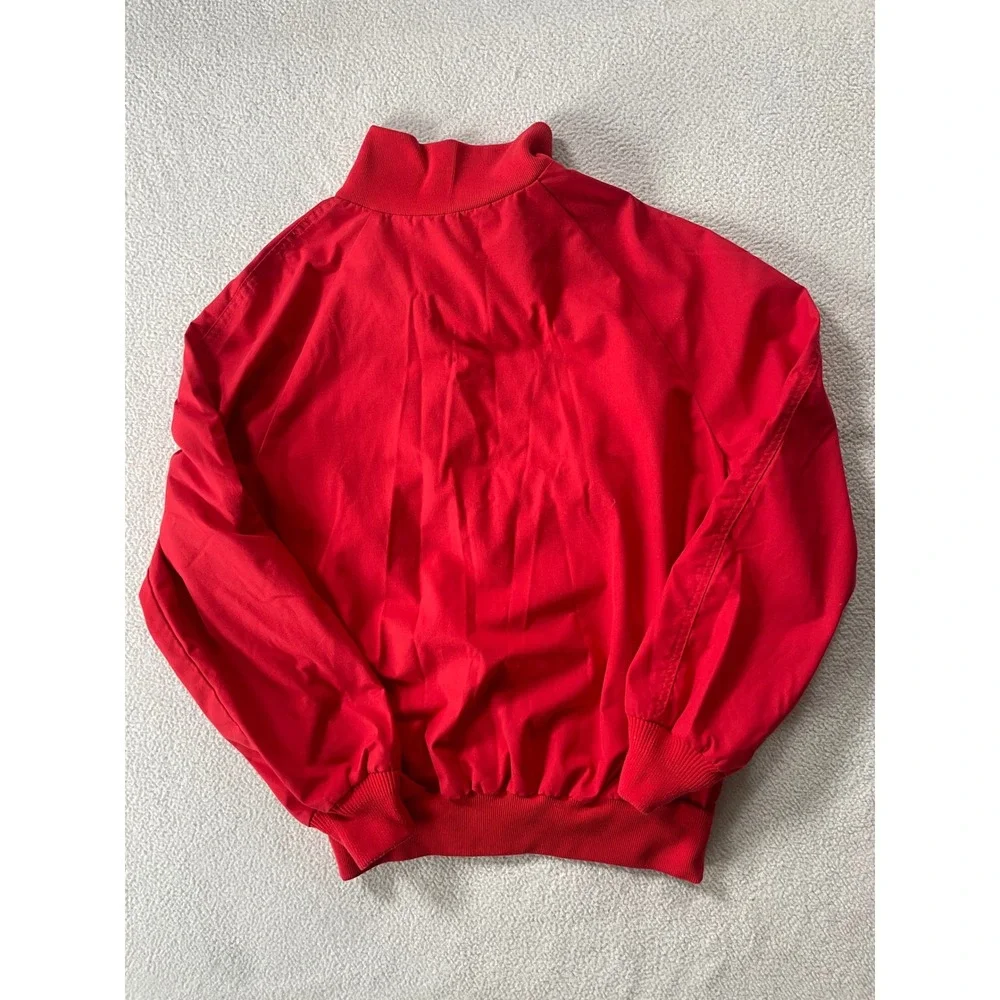 80s Levi's Men Medium Pullover Jacket Red Vintage Quarter Zip Anorak Pocket